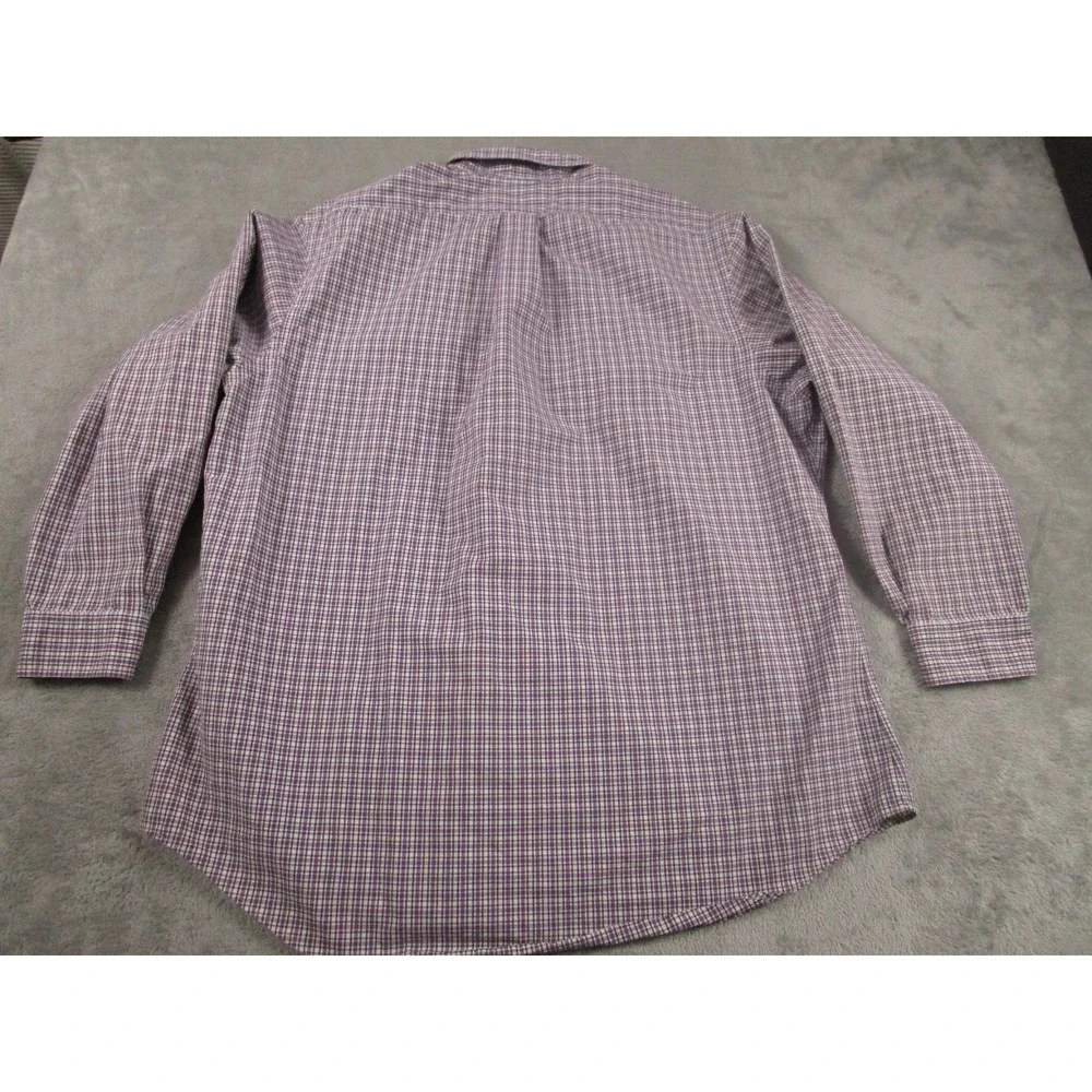 Ralph Lauren Shirt Mens 17.5 Purple Checked Custom Fit Business Casual Preppy‎